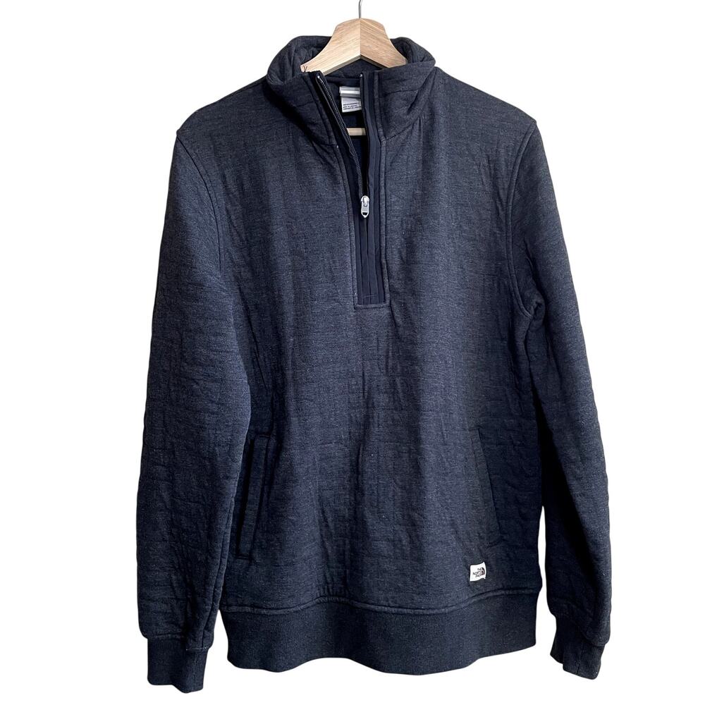 The North Face gray quarter zip sweater men's size small casual cotton blend